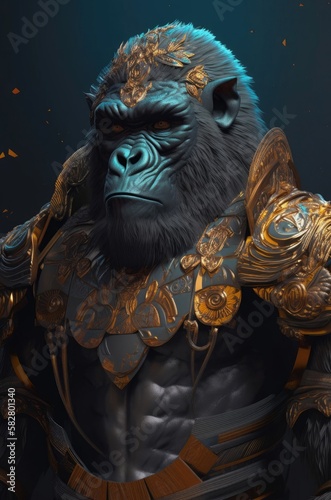 Gorilla Ancient Samurai Warrior Soldier Portrait Generative AI