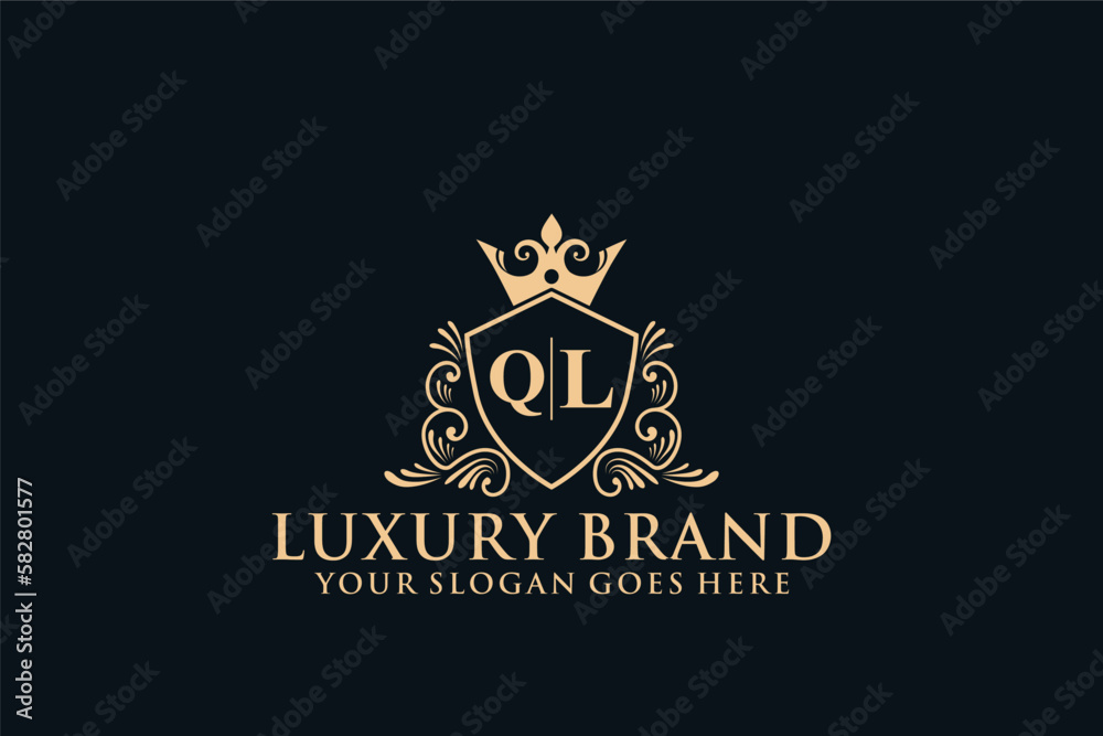 letter Initial QL elegant luxury monogram logo or badge template with ...