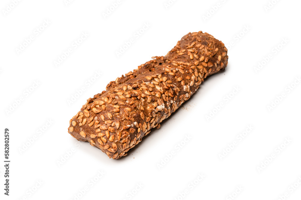 Loaf of bread with sunflower seeds isolated on a white background. Loaf of bread with sunflower seeds isolated on a white background.