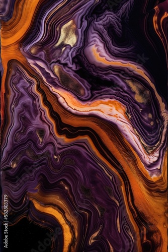 Motif de marbre d'agate abstrait de couleur violet et or et orange. Idéal pour la décoration de cadre photo maquette.