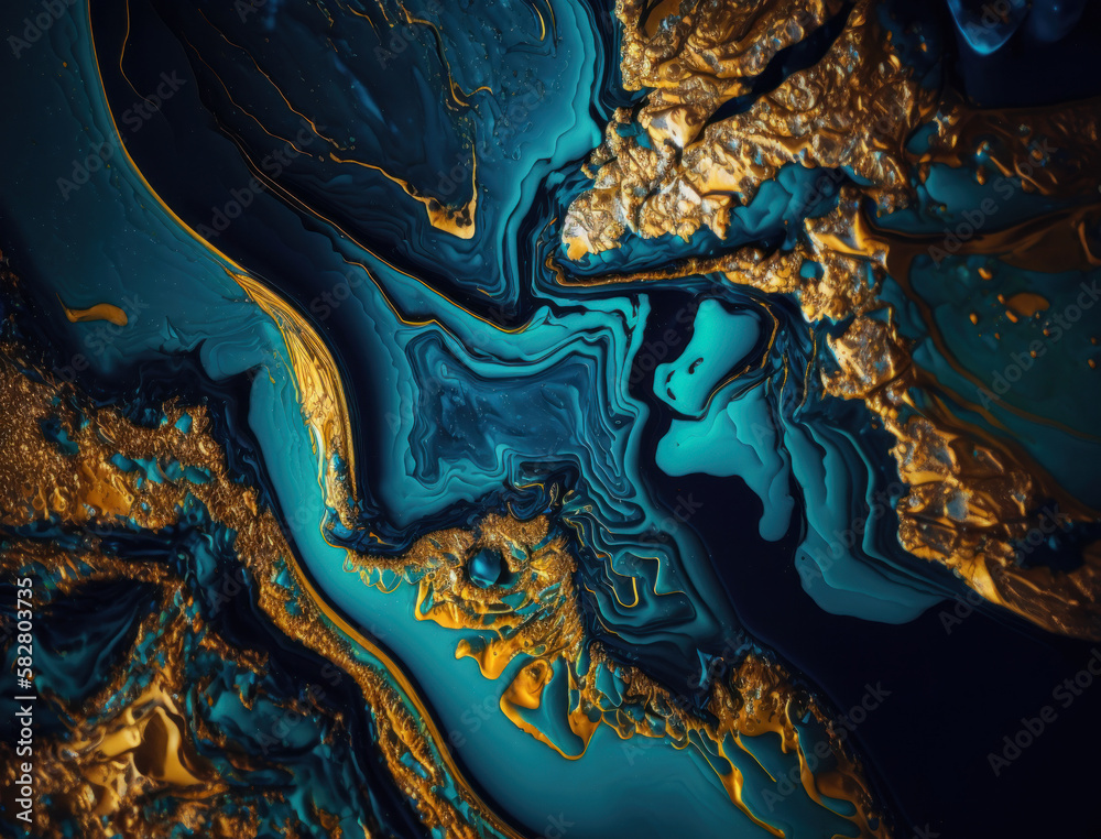 Fototapeta premium Marble stone texture background ultramarine and pearlescent material with elements of semi-precious stones and gold created with Generative AI technology