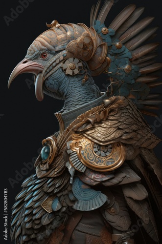 Turkey Adept Samurai Warrior Pose Generative AI