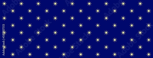 Seamless pattern with night sky in medieval style. Gold stars on a dark blue background