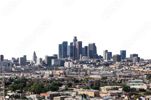 Downtown Los Angeles skyline with cut out background. photo