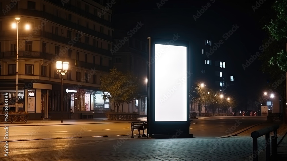 Un panneau d'affichage vierge dans un environnement urbain. Idéal pour la publicité des produits.