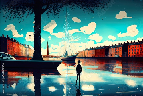 Dublin dream city Creative illustration. (Ai Generate) © Анастасия Птицова