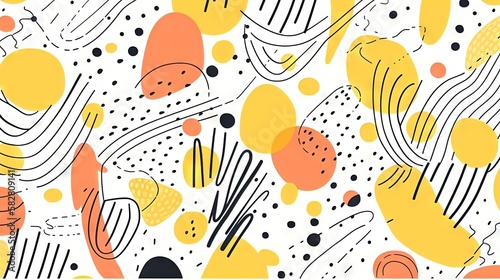 Un doodle de ligne coloré amusant minimaliste avec un motif sans couture. Toile de fond de gribouillis enfantin simple. Idéal pour le papier peint de la chambre des enfants.