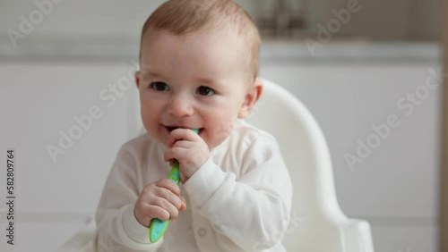 little child brushing teeth