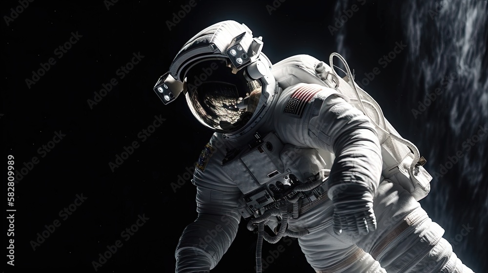 Un portrait en gros plan d'un astronaute dans l'espace.
