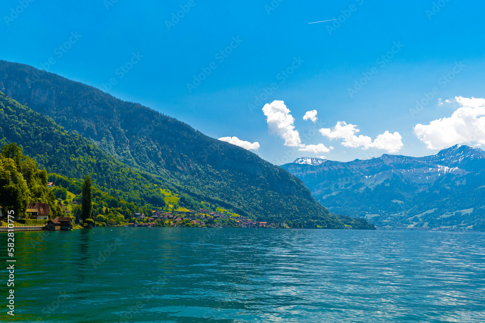 Lake Thun and mountains, Thunersee Bern Switzerland