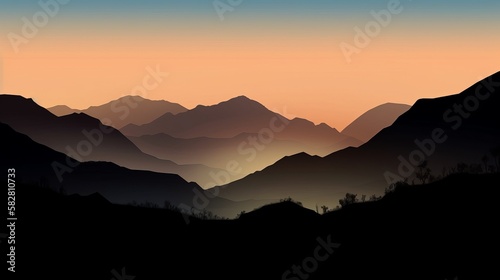 A beautiful  abstract monochrome mountain landscape. Decorative  artistic look Generative AI