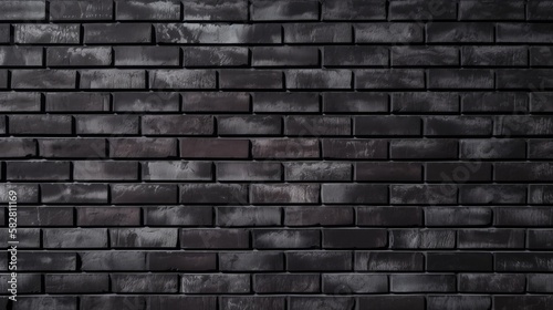 Texture of a black painted brick wall as a background Generative AI