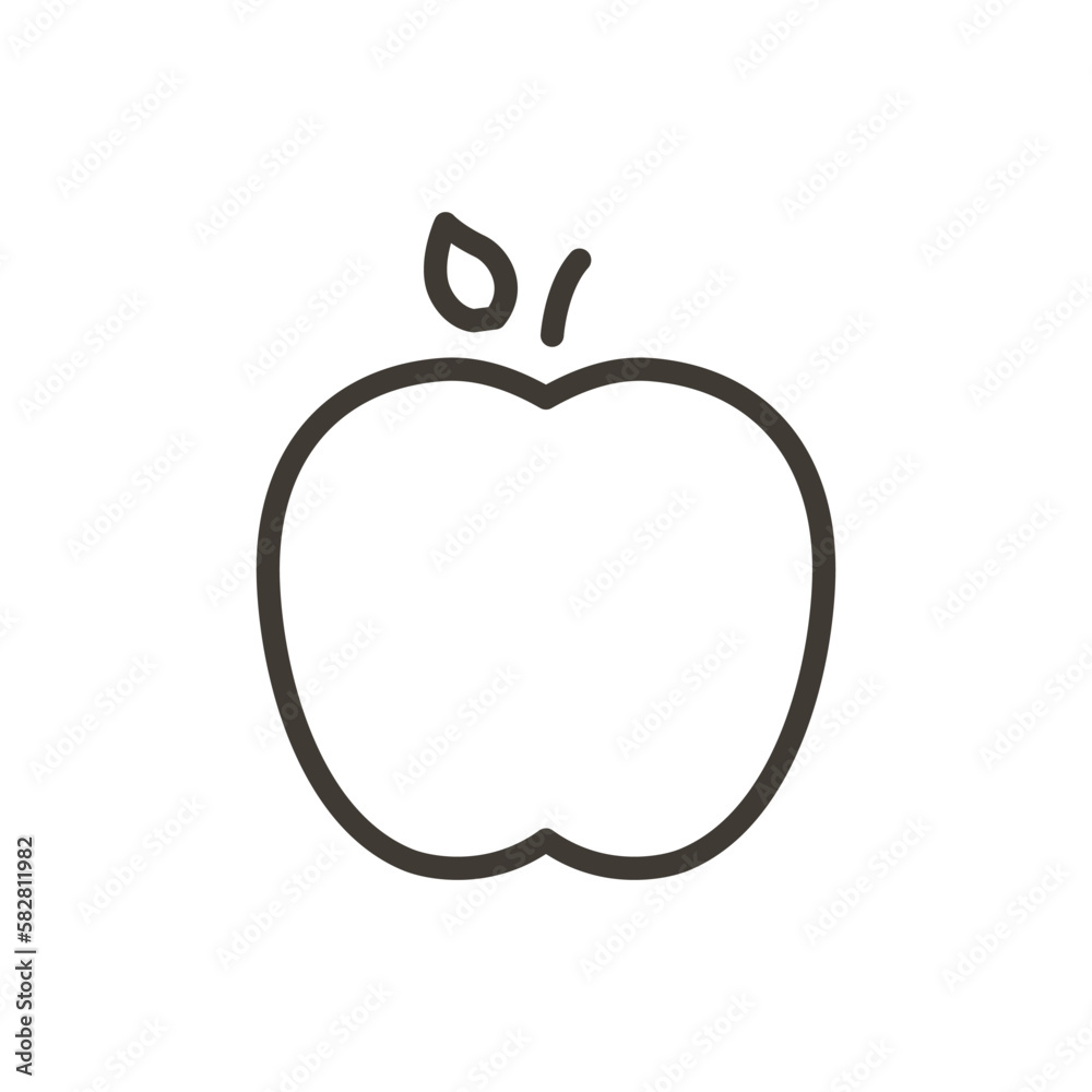 Vector minimal thin line icon outline linear stroke illustration of an apple. Fresh healthy fruit Vector minimal thin line icon outline linear stroke illustration of an apple. Fresh healthy fruit
