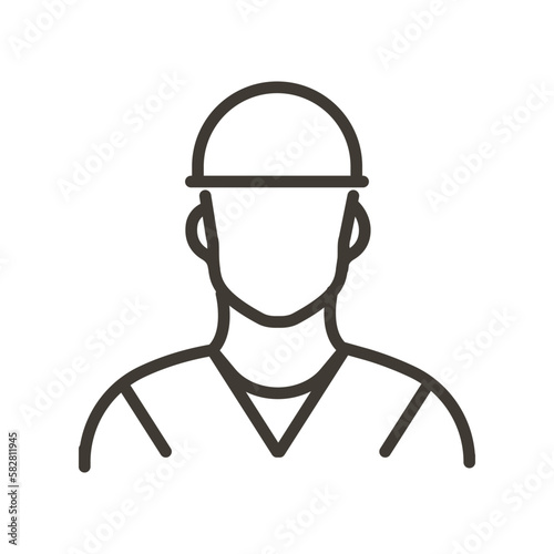 Vector thin line icon outline linear stroke illustration of a construction worker