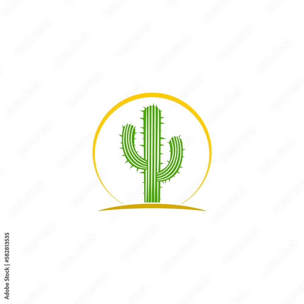Obraz premium Cactus Logo template isolated on white background