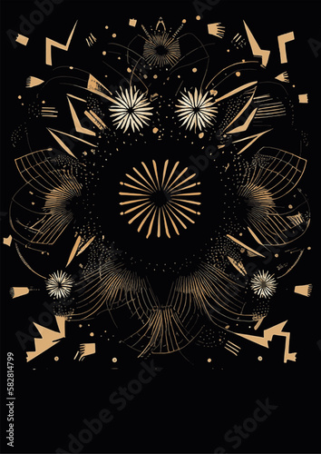 A set of backgrounds for text, psychedelic hippie art sparklers , a frame of stylized Fireworks. Posters dedicated to Guy Fawkes' Night , Bonfire Night , Fireworks Night, New Year, July 14, Bastille d