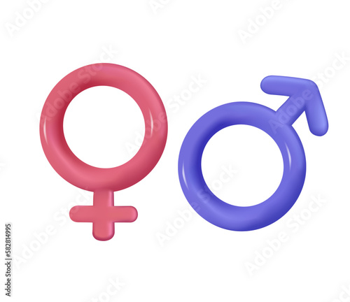 Gender 3D Icons pink and blue symbol of male and female symbol. Man and woman gender web icons set logo, app, UI. Vector