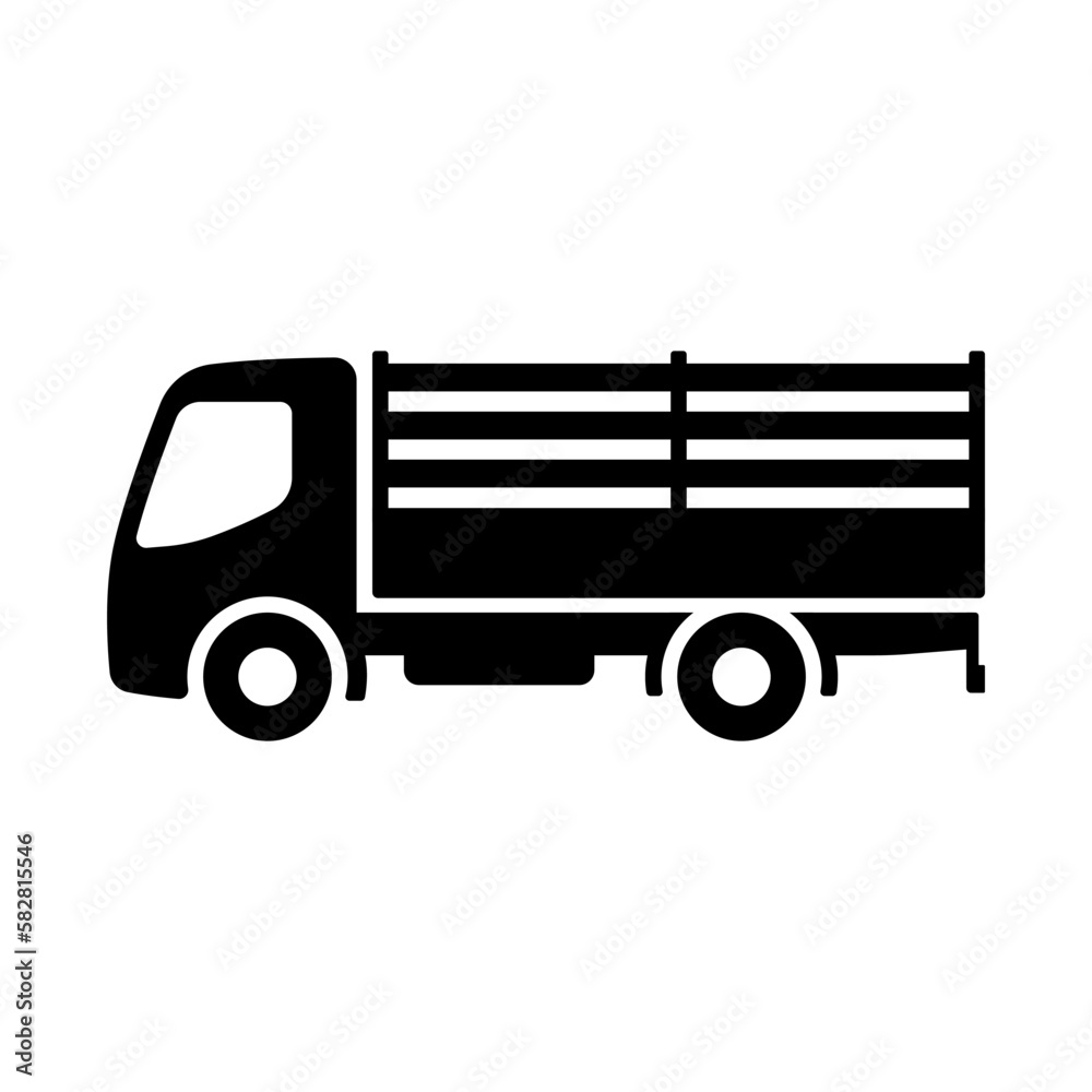 Truck icon. Black silhouette. Side view. Vector simple flat graphic illustration. Isolated object on a white background. Isolate.