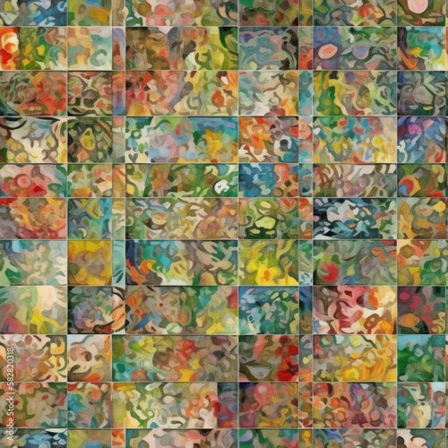 Seamless texture in the style of impressionism. Expressive colors and blurry shapes. Tile pattern. Generative AI