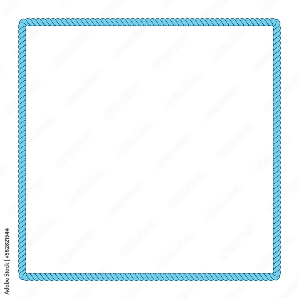 Sailor rope frame. Blue nautical twisted cord border. PNG clipart isolated on transparent background Sailor rope frame. Blue nautical twisted cord border. PNG clipart isolated on transparent background