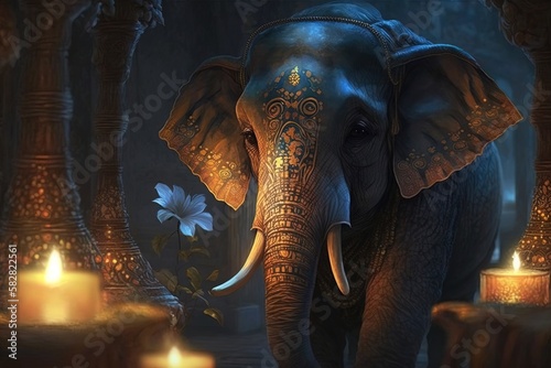 Glowing with Grandeur - A Fantasy Elephant Experience Generative AI
