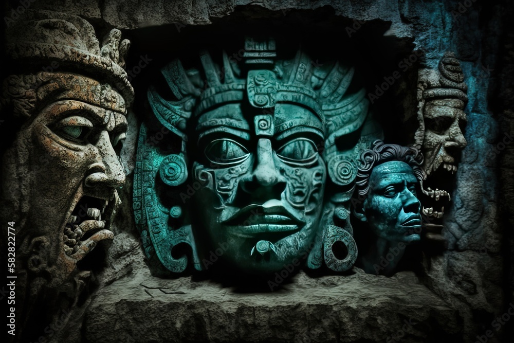 Φωτογραφία Serene Encounter with the Stone Gods of Ancient Mexico Generative AI