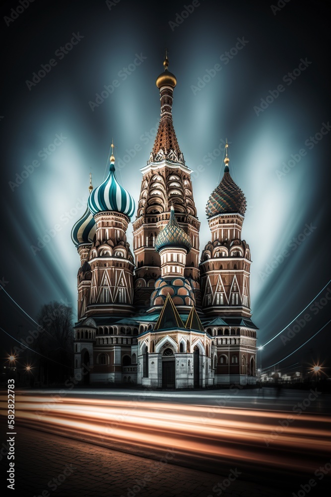 illustration, cathedral moscow russia, generative ai.