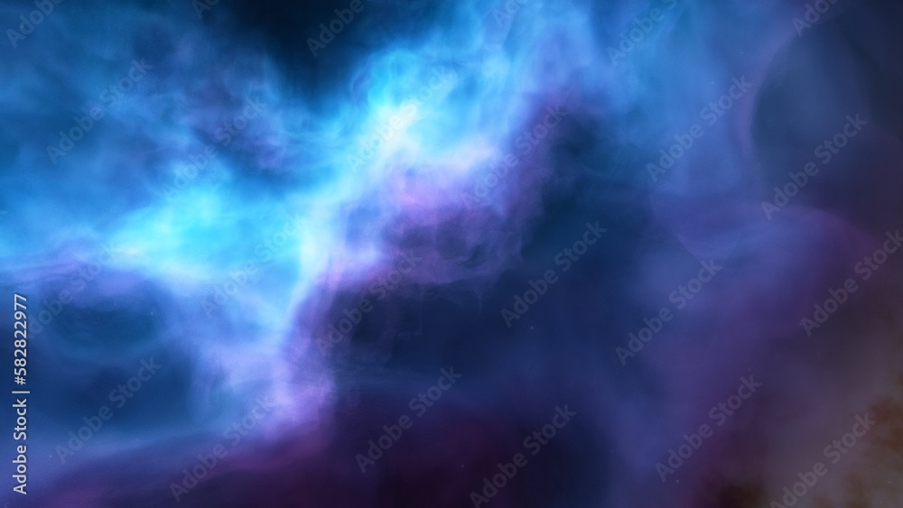 Cosmic background with a blue purple nebula and stars
