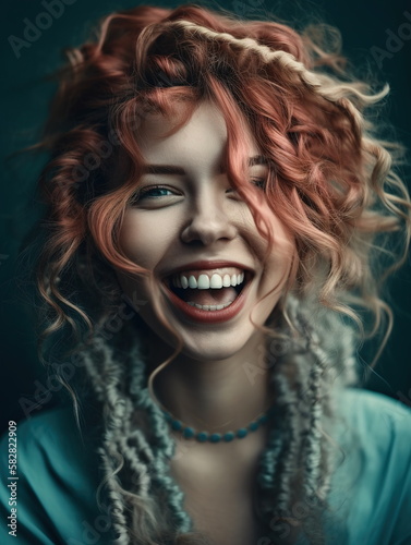 Beautiful woman's smiling face and happy expression