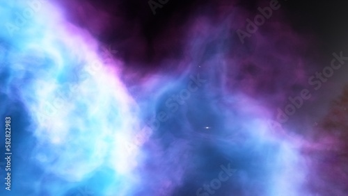 Cosmic background with a blue purple nebula and stars 