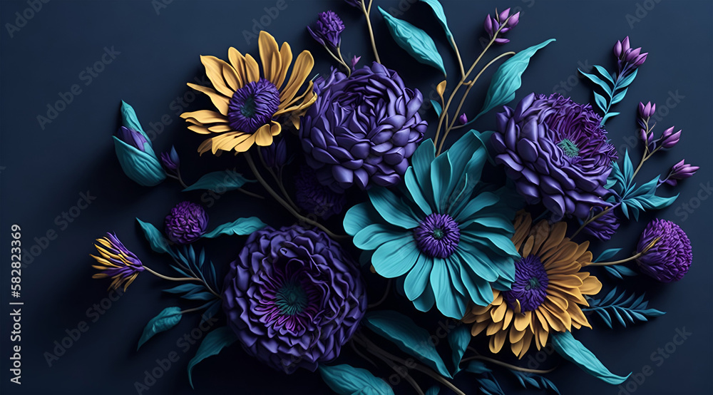 Blossom floral bouquet decoration colorful beautiful flowers background garden flowers plant pattern for. (ai generated)