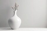 White vase against a white backdrop. Generative AI