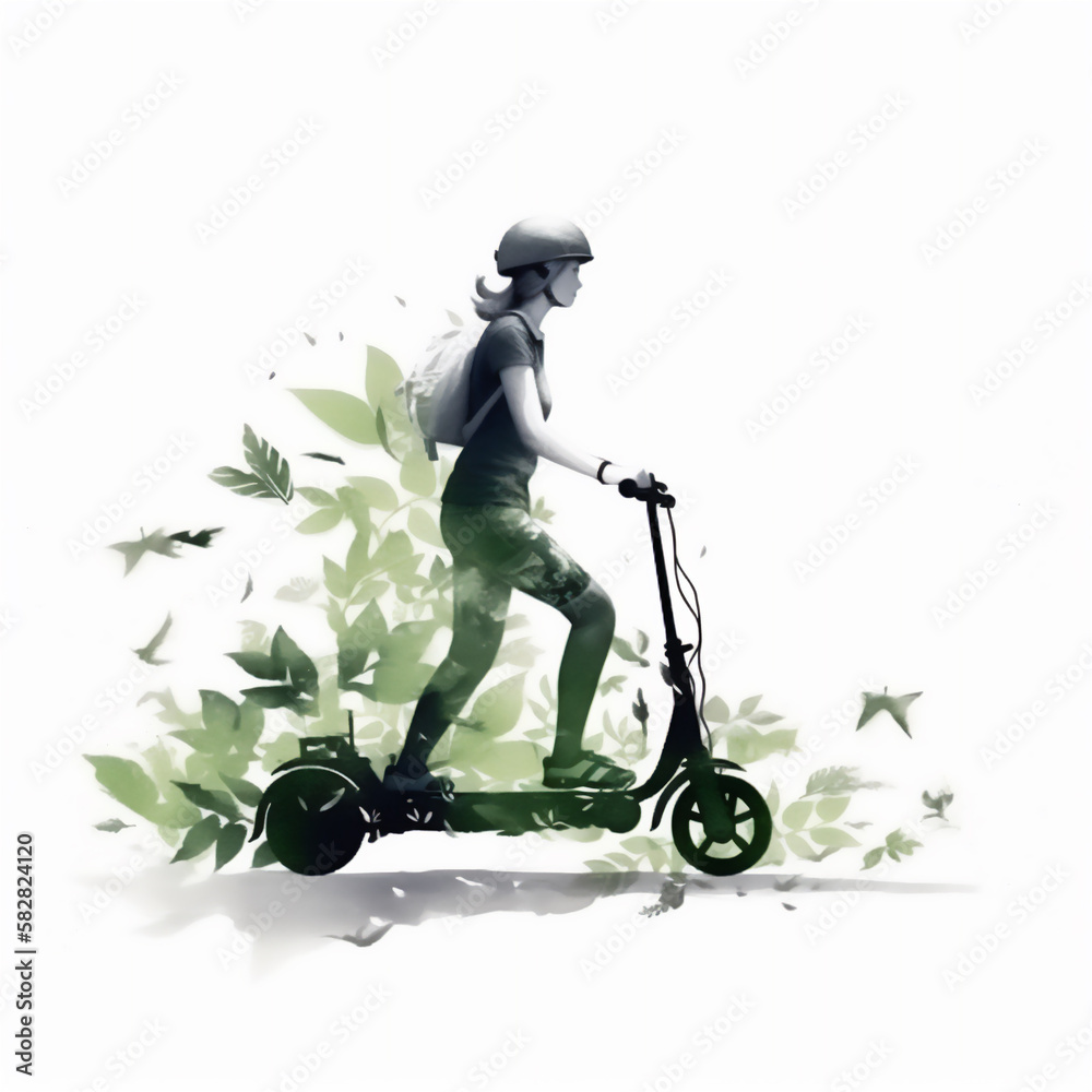 Jeune Femme Faisant De La Trottinette lectrique Concept D jeune-femme-faisant-de-la-trottinette-lectrique-concept-d