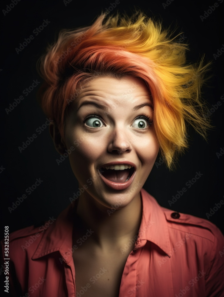 Surprised expression of a beautiful woman