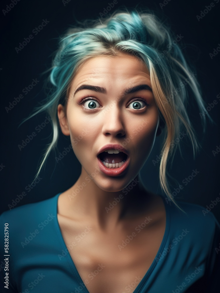 Surprised expression of a beautiful woman