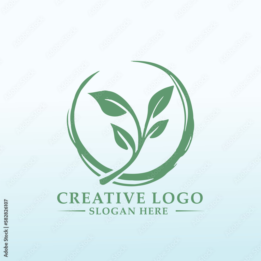 Fototapeta premium logo for farm and produce organic products, milk, crops and vegetables