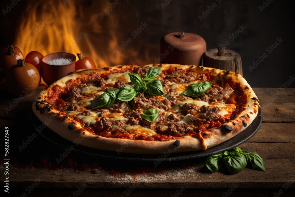 Italian food, delicious homemade pizza with mozzarella and cherry tomatoes ready to eat. Italian food, delicious homemade pizza with mozzarella and cherry tomatoes ready to eat.