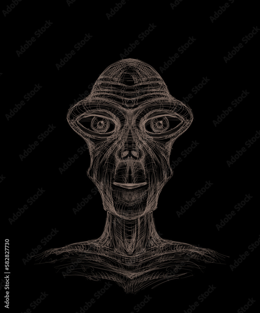Alien creature - digital painting, sketch - obrazy, fototapety, plakaty 