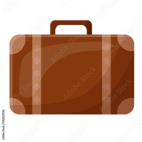 Travel suitcase in cartoon style. Vacation travel bag. Vector illustration of stickers
