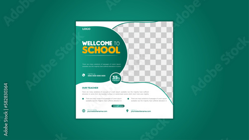 School Admission social media post, Back to school admission social media post, promotional banner template design. Build Your Career with us by social media