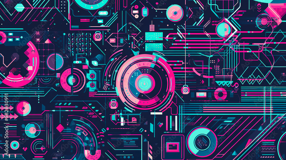 Bold and Dynamic, Eye-catching Digital Pattern with Futuristic Tech Theme, Generative AI Bold and Dynamic, Eye-catching Digital Pattern with Futuristic Tech Theme, Generative AI