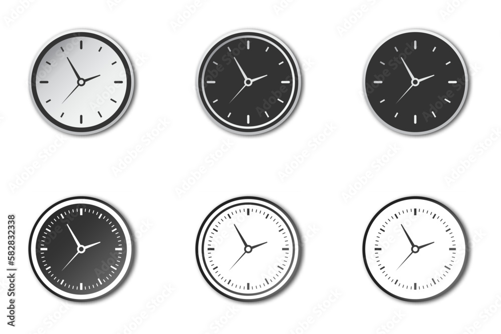 Time clock icon set. Watch collection. Vector illustration. Time clock icon set. Watch collection. Vector illustration.