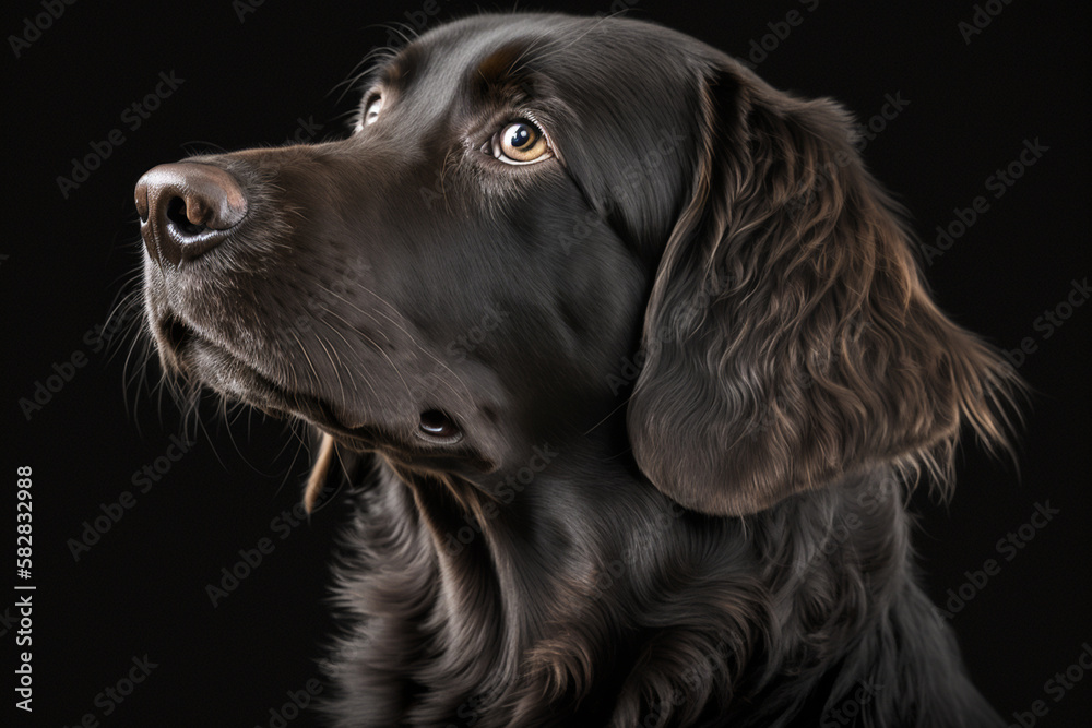 Discover the Loyal and Energetic Flat-Coated Retriever on a Striking Dark Background