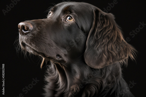 Discover the Loyal and Energetic Flat-Coated Retriever on a Striking Dark Background