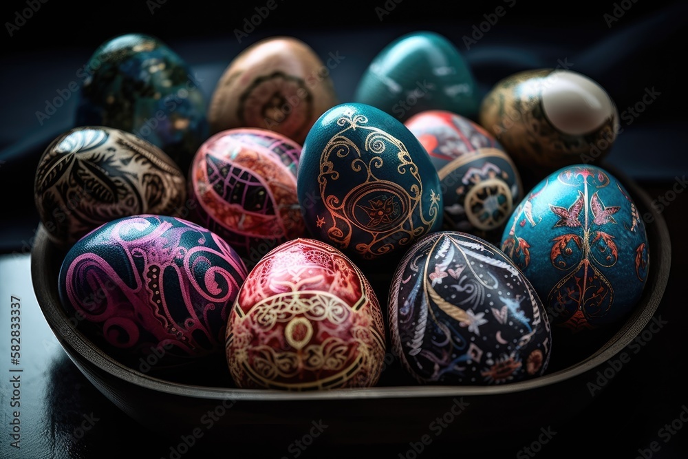 Fototapeta premium Moody Easter Pascha Eggs Decor, Egg Design