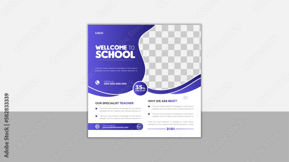 School Admission social media post, Back to school admission social media post, promotional banner template design. Build Your Career with us by social media School Admission social media post, Back to school admission social media post, promotional banner template design. Build Your Career with us by social media