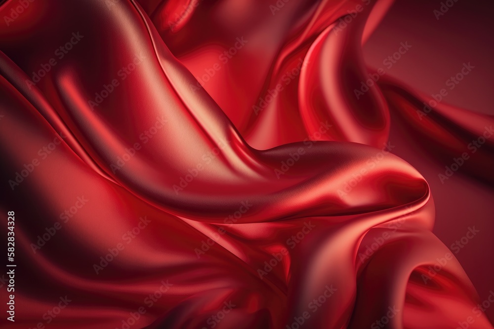 Obraz premium Red silk satin background. Abstract background luxury cloth or liquid wave or wavy folds.