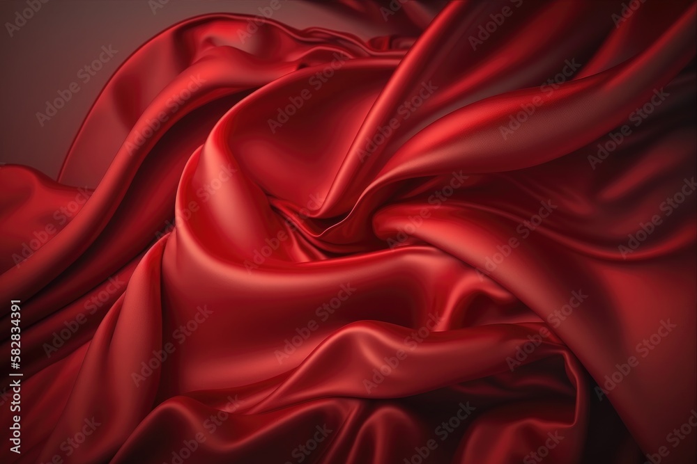 Obraz premium Red silk satin background. Abstract background luxury cloth or liquid wave or wavy folds.