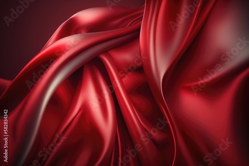 Red silk satin background. Abstract background luxury cloth or liquid wave or wavy folds.