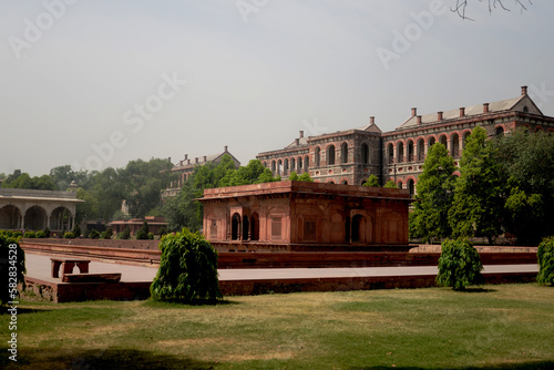 red fort, lal qila, massive enclosing walls of red sandstone, delhi, india, mughal architecture, indo-islamic architecture, travel, tourism, landscape, water, view, nature, city, shah jahan, shah maha